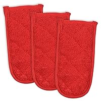 DII Basic Terry Collection Quilted 100% Cotton, Pan Handle, Red, 3 Piece