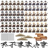 WW2 Army Men Figures Sets | World War 2 Military Figures Pack | WW1 Soldier Building Set with Weapons and Baseplate