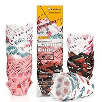 Katbite Tulip Cupcake Liners 200PCS, Muffin Baking Cupcake Liners Holders with Strawberry Design, Baking Cups, Cupcake Wrapper for Party, Wedding, Birthday, Christmas Cupcake Liners