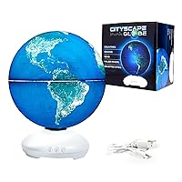 USA Toyz Cityscapes Illuminated Globe for Kids Learning- STEM Kids Globe with Stand, 3 Sleep Settings, Auto Rotation, LED Desk or Night Stand Light Lamp, Educational World Globe for Kids 8+, 10” Tall