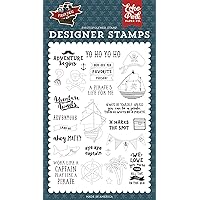 Echo Park Paper Company Land Ho Set stamp, red, navy, black, brown, yellow