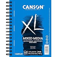 Canson XL Series Mixed Media Pad, Side Wire, 5.5x8.5 inches, 60 Sheets – Heavyweight Art Paper for Watercolor, Gouache, Marker, Painting, Drawing, Sketching