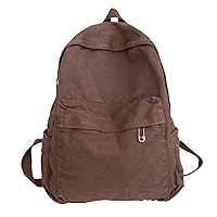 Vintage Canvas Backpack for Women Grunge Hippie Cute Boho School Backpack Casual Y2K Aesthetic Backpack (Coffee)