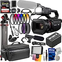 HC-X2000 UHD 4K 3G-SDI/HDMI Pro Camcorder + 128GB Memory Card, Condenser Microphone, Deluxe 72” Video Tripod, Spare Battery, Water Resistant Gadget Bag & Much More (22pc Bundle)