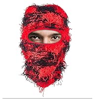 Distressed Balaclava Knitted Full Face Ski Mask Winter Windproof Neck Warmer for Men Women Distress Mask Beanie