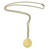 Ben-Amun French Coin Style Pendant Statement Necklace, Gold Jewelry, Made in New York, One Size