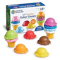 Learning Resources Smart Snacks Rainbow Color Cones - 12 Pieces, Ages 18+ months Toddler Pretend Play Toys, Fine Motor Skills Toys, Preschool Learning Toys