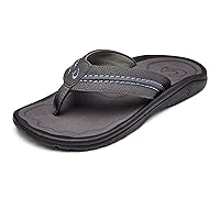 OLUKAI Hokua Men's Beach Sandals, Quick-Dry Flip-Flop Slides, Water Resistant & Wet Grip Rubber Soles, Compression Molded Footbed & Soft Comfort Fit