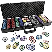 Clay Poker Chips, 500PCS 14 Gram Poker Chip Set with K-Type Shock Resistant Poker Case, Numbered Chips, Poker Set for Texas Holdem Blackjack