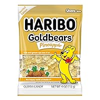 Haribo Gummi Candy | Goldbears Single Flavor Limited Edition | Pineapple, 4 oz. (Pack of 12)