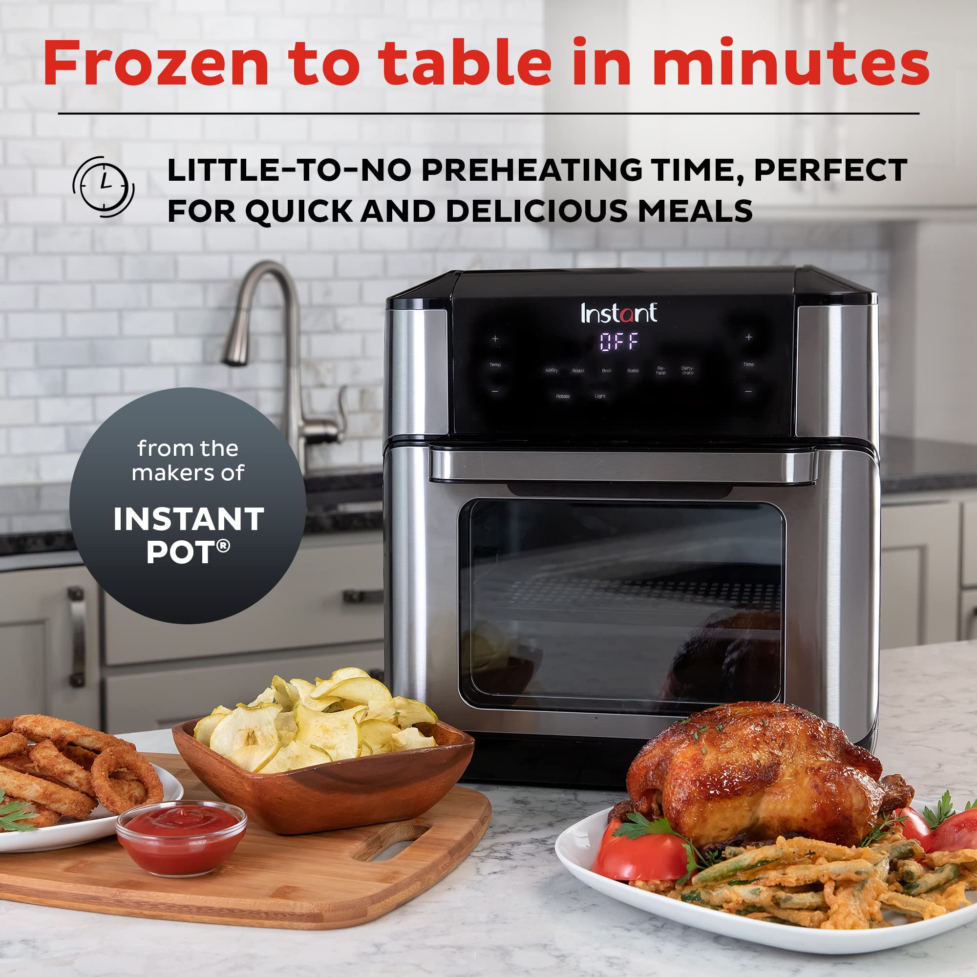 Instant Vortex Plus 10-Quart Air Fryer, From the Makers of Instant Pot, 7-in-1 Functions, with EvenCrisp Technology, App with over 100 Recipes, Stainless Steel