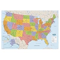 Write On/Wipe Off Laminated United States Map 38 x 25 Inch (HOD721)