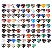 Assorted Gemstone Mini 20mm Puffy Heart Healing Crystal Pocket Stone Rock Collection Box (Pack of 24)
