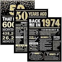 50th Birthday Decorations Back in 1974 Posters 3 Pieces 11 x 14 1974 Birthday Gifts for Men 50 Years Ago Party Decorations Supplies Large Sign Home Decor for Men and Women