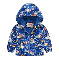 Toddler Boys Girls Casual Jackets Cartoon Dinosaur Print Hooded Outerwear Zip Up Coats Long Sleeve Windproof Coats