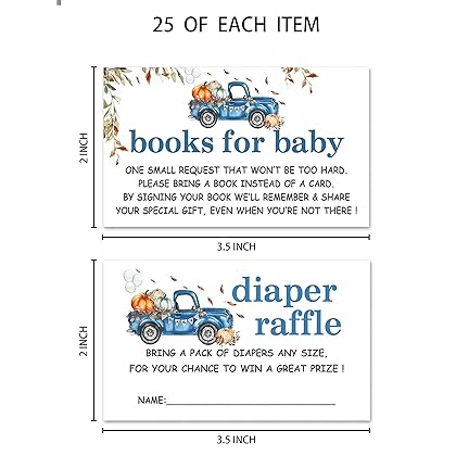 Baby Shower Invitation Set, Books For Baby, Thank You, Diaper Raffle, Fill In Invites Cards, Each Design 25 Cards & Envelopes (Total 100 Cards) – (bb017-taozhuang)