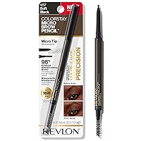 Revlon ColorStay Micro Eyebrow Pencil with Built In Spoolie Brush, Infused with Argan and Marula Oil, Waterproof, Smudgeproof, 457 Soft Black (Pack of 1)