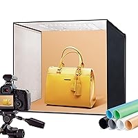 RALENO® 20''X20'' Photo Studio Light Box, 50W Portable Dimmable Shooting Tent Kit with 120 LED Lights(5500K, 92 CRI) Includes 6 PVC Anti-Dust Backgrounds (Black, Grey, Orange, White, Green, Blue)
