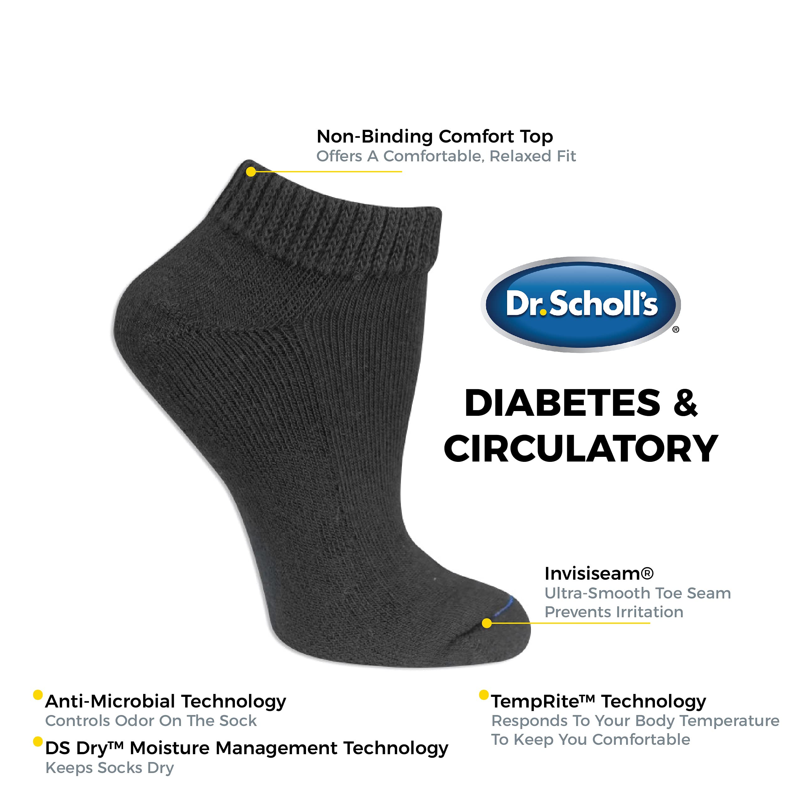 Dr. Scholl's Unisex Men's and Women's Diabetes & Circulator Socks - 1 Pair Pack - Unisex Non-Binding Moisture Management