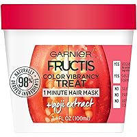 Garnier Fructis Color Vibrancy Treat 1 Minute Hair Mask with Goji Extract and Boost Collagen, 3.4 Fl Oz (Pack of 1)