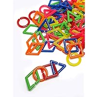 100 pcs Mix neon colors pvc plastic geometric charm chain link size 15 mm mix shape