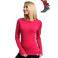 Merino.tech Merino Wool Base Layer Women 100% Merino Wool Midweight, Lightweight Long Sleeve Thermal Shirt + Wool Socks