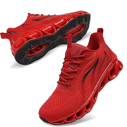 CYAPING Womens Walking Shoes Blade Type Fashion Sneakers Non Slip Running Shoes Red Black US 7
