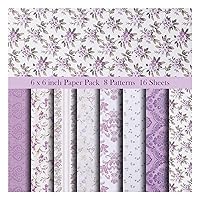 6-inch Purple Floral Scrapbook Paper Pad, 16 Sheets Vintage Flower Patterned Paper Single-Sided Decorative Cardstock for DIY Craft Card Making Photo Album Journal Collage