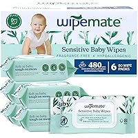 Huge 80/Pack Baby Wipes 99% Water Plant Based! Ultra-Gentle, Super Soft, Alcohol-Free, pH-Balanced, Dermatologically Tested, Hypoallergenic, Fragrance-Free - Flip-Top Lid (480 Count)