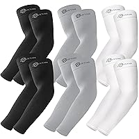 6 Pairs UV Sun Protection Arm Sleeves, UPF 50 Sports Cooling Arm Compression Sleeves for Men Women Teenager