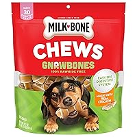 Milk-Bone Chews GnawBones Rawhide Free Dog Treats, Chicken, 30 Long Lasting Mini Knotted Bones