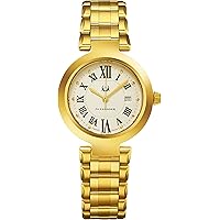 Alexander Monarch Niki日付シルバーLarge Face Watch For Women – スイスクォーツイエローゴールドメッキエレガントレディースファッションDesignerドレス腕時計a203b-03