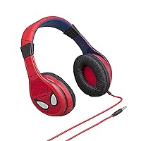 eKids Spiderman Kids Headphones, Adjustable Headband, Stereo Sound, 3.5Mm Jack, Wired, Tangle-Free, Volume Control, Childrens Headphones Over Ear for School Home, Travel