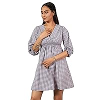 Women's Cotton Checkered Mini Dress