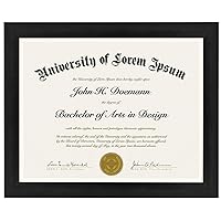Americanflat 8.5x11 Picture Frame in Black - Use as Diploma Frame or Certificate Frame with Shatter-Resistant Glass - Hanging Hardware and Easel Included for Wall and Tabletop Display