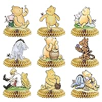 9Pcs Winnie Honeycomb Centerpieces for The Pooh Baby Shower Decorations Classic Winnie Table Centerpieces for Birthday Party Supplies