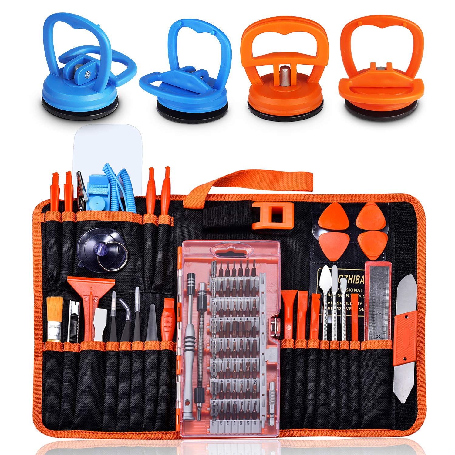 GANGZHIBAO 90pcs Electronics Repair Tool Kit Professional+4pcs suction cup for MacBook iMac,iPhone,PC,iPad,Tablet,LCD Screen Opening Tool