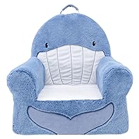 Soft Landing Animal Adventure Sweet Seats, Premium and Comfy Toddler Lounge Chair with Carrying Handle & Side Pockets – Blue Whale