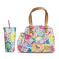 Fit & Fresh Lunch Bag For Women, Insulated Womens Lunch Bag For Work, Leakproof & Stain-Resistant Large Lunch Box For Women With Bottle Pocket, Long Straps, Zipper Closure Laketown Bag Fruit Tumbler