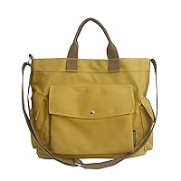 Canvas Crossbody Tote Shoulder Purse Bag for Women and Men with Multi-pocket for Shopping, Travel and Work