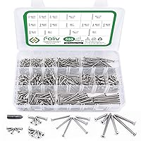 FOLIV 555PCS #4#6#8 Wood Screw Assortment Kit, 304 Stainless Steel Phillips Flat Head Self Tapping Screws, 1/4” to 2” Length