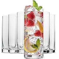 Highly Durable Drinking Glasses Set of 6, 14 Ounce Highball Glasses for Cocktails, Coffee Bar Accessories,Tall Cocktail Glasses, Collins Glasses, Beer Glass, Glass Cups for Iced Coffee, Glass Beer Mug