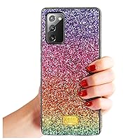 Shiny Gradient Glitter Bright Rhinestone TPU+PC Phone Case for Samsung Galaxy S22 S21 S20 Ultra Plus FE Trend Exquisite Bling Diamond Back Cover Anti-Fall Protective Shell(Purple,S20)
