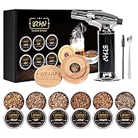 Cocktail-Smoker-Kit with Torch for Whisky Bourbon Cocktail, 6 Kinds of Wood Smoked Chips, Old Fashioned Smoker Kit Birthday Gifts for Boyfriend Husband Father (No Butane) (sliver)