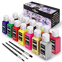 Magicfly Permanent Soft Fabric Paint Set, Set of 14(60ml Each) Textile Paints with 3 Brushes, No Heating Needed & Washable Fabric Paint for Clothes, Canvas, T-Shirts, Jeans, Bags, All DIY Projects