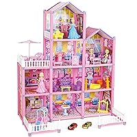 Doll House Toys Big Dreamhouse Pretend Play Building Playset with 10 Rooms