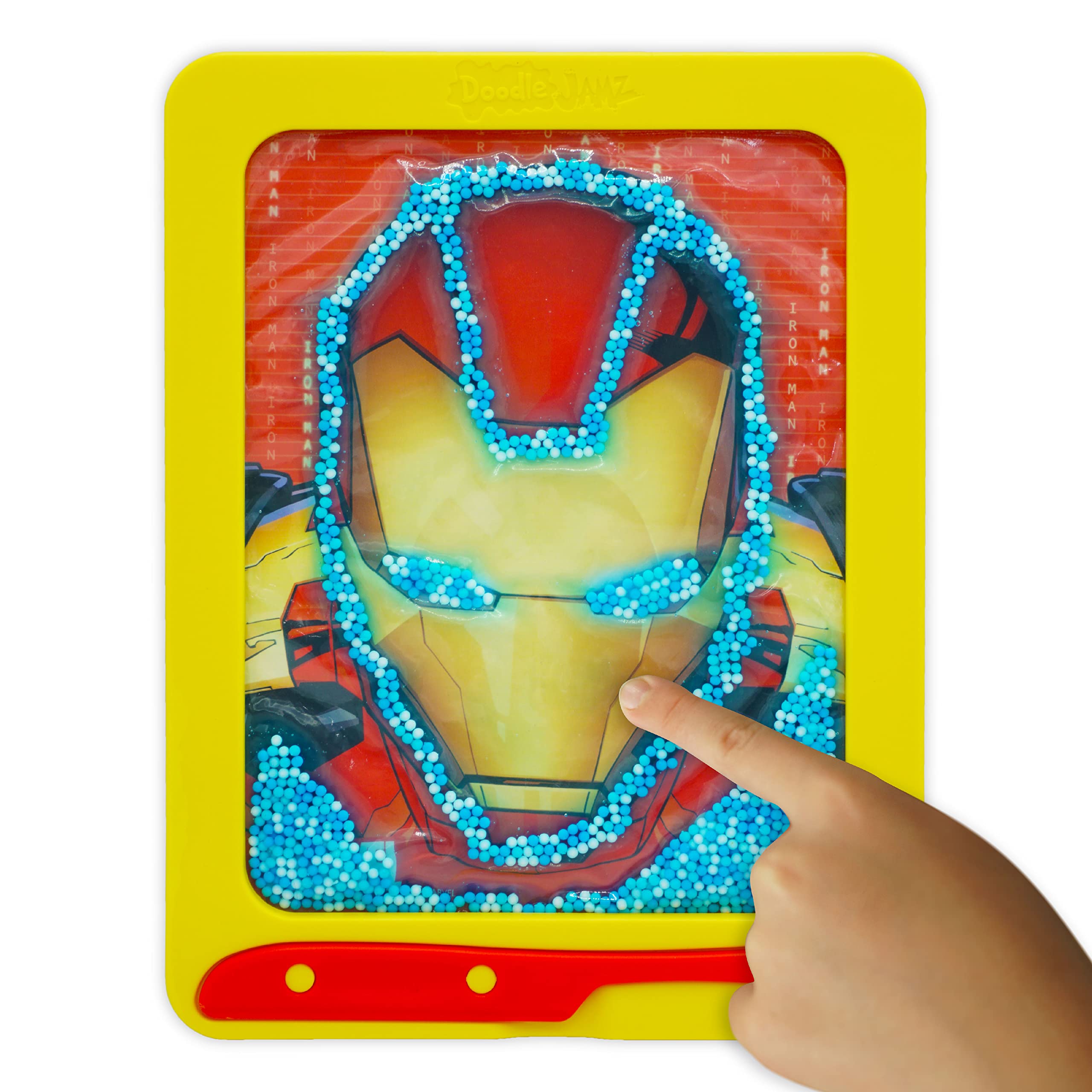 DoodleJamz Marvel JellyPics - Sensory Drawing Pads Filled with Non-Toxic Squishy Beads and Gel – Includes Stylus, Removable 2-Sided Emoji Backer Card (3-Pack Bundle)