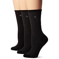 Ralph Lauren Women's 34004 Tweed Cotton Trouser Socks - 3 Pair Pack, Black,Flannel heather,Tobacco Heather, O/S