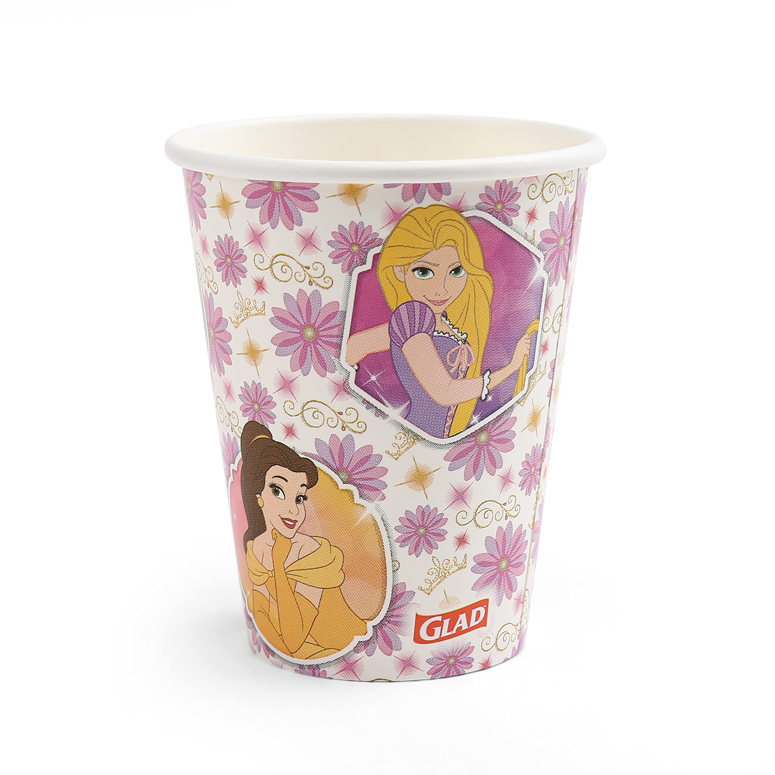 Glad for Kids Disney Princess 9oz Paper Cups | Disney Princess Paper Cups, Kids Snack Cups | Kid-Friendly Paper Cups for Everyday Use, 9oz Paper Cups 24 Ct