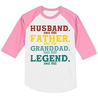 TEEAMORE Husband Father Granddad Legend Since Year Fathers Day Mens Raglan Sleeve Shirt
